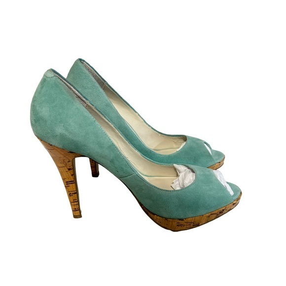 Steven By Steve Madden Shoes - STEVEN BY STEVE MADDEN Miella teal green peep toe cork heel size 8